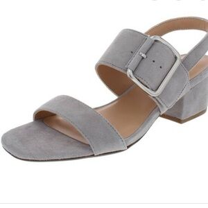 STEVE MADDEN blue gray suede heeled block sandals US 8.5